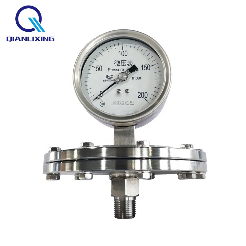 Monitor Gas, Shock-Proof hydrautail 100Mm Diafragma Manometer RV Toepassing Op bijtene Gas