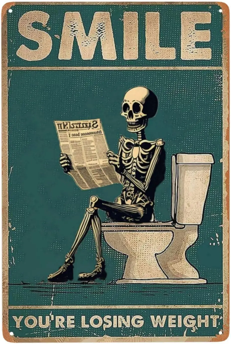 Smile Tin Sign - Vintage 'You're Losing Weight' Design - Retro Metal Wall Art for Bathroom or Restaurant - 8x12 Inch