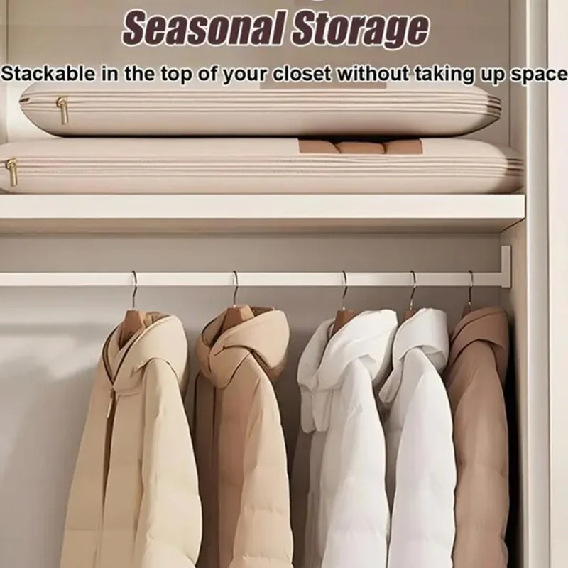 Wardrobe Organizer Bags Down Jacket Air Compression Hanging Bag With Zipper Clothes Dust Cover Bag Save Space Cloth Storage Bag