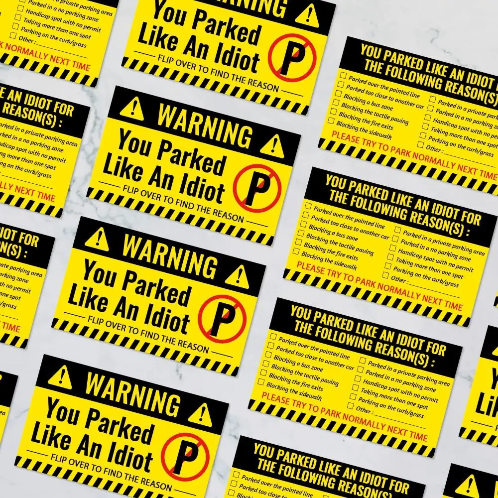 100 Pieces Funny Bad Parking Cards 3.5 x 2 Inches Cardboard Parking Cards with Multi Violation Reasons Parking Violation Cards