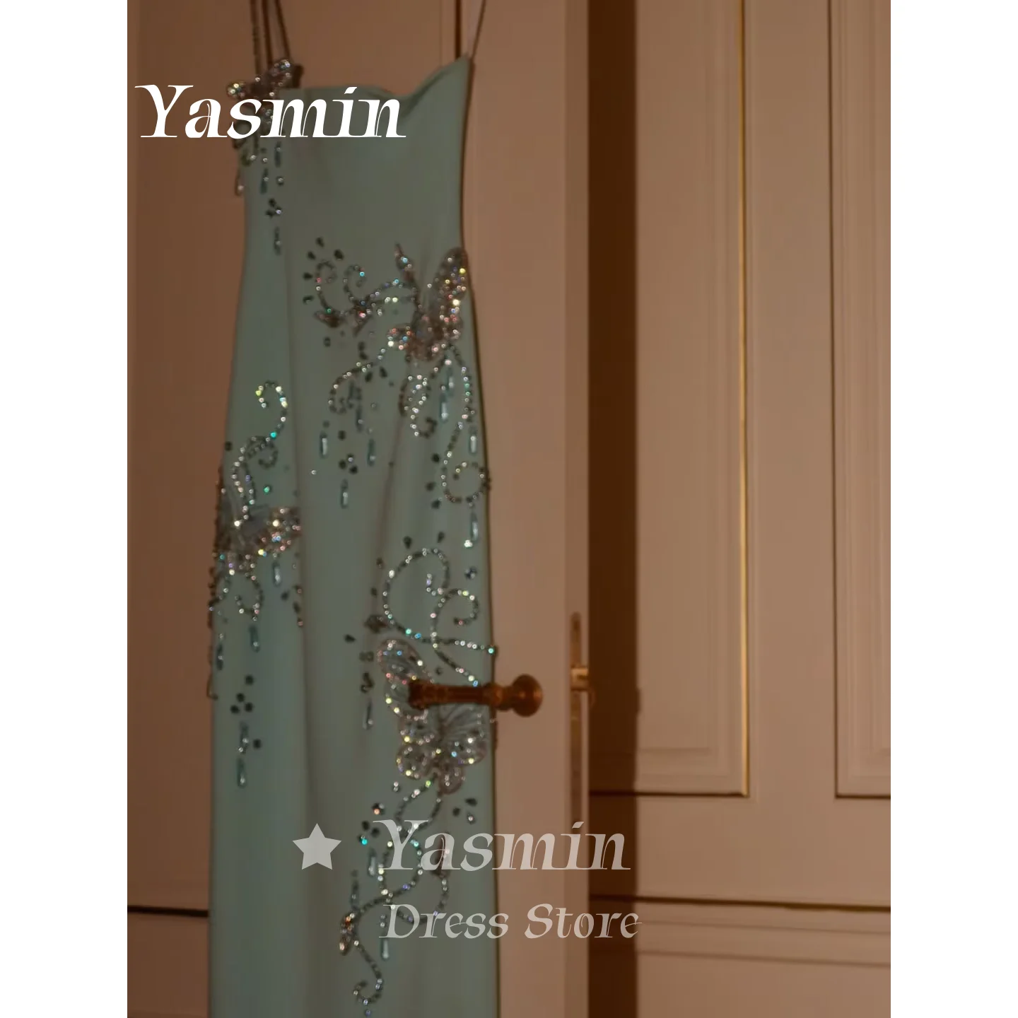 Luxury Mint Green Modest Eveni - Floral Tape Green ulasan dan harga