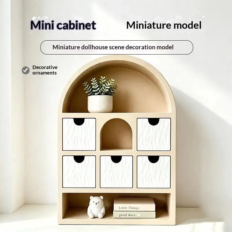 【New】1/12 Dollhouse Miniature Storage Cabinet Simulation Cupboard Furniture Model Doll House Scene Decor Pretend Play Toy