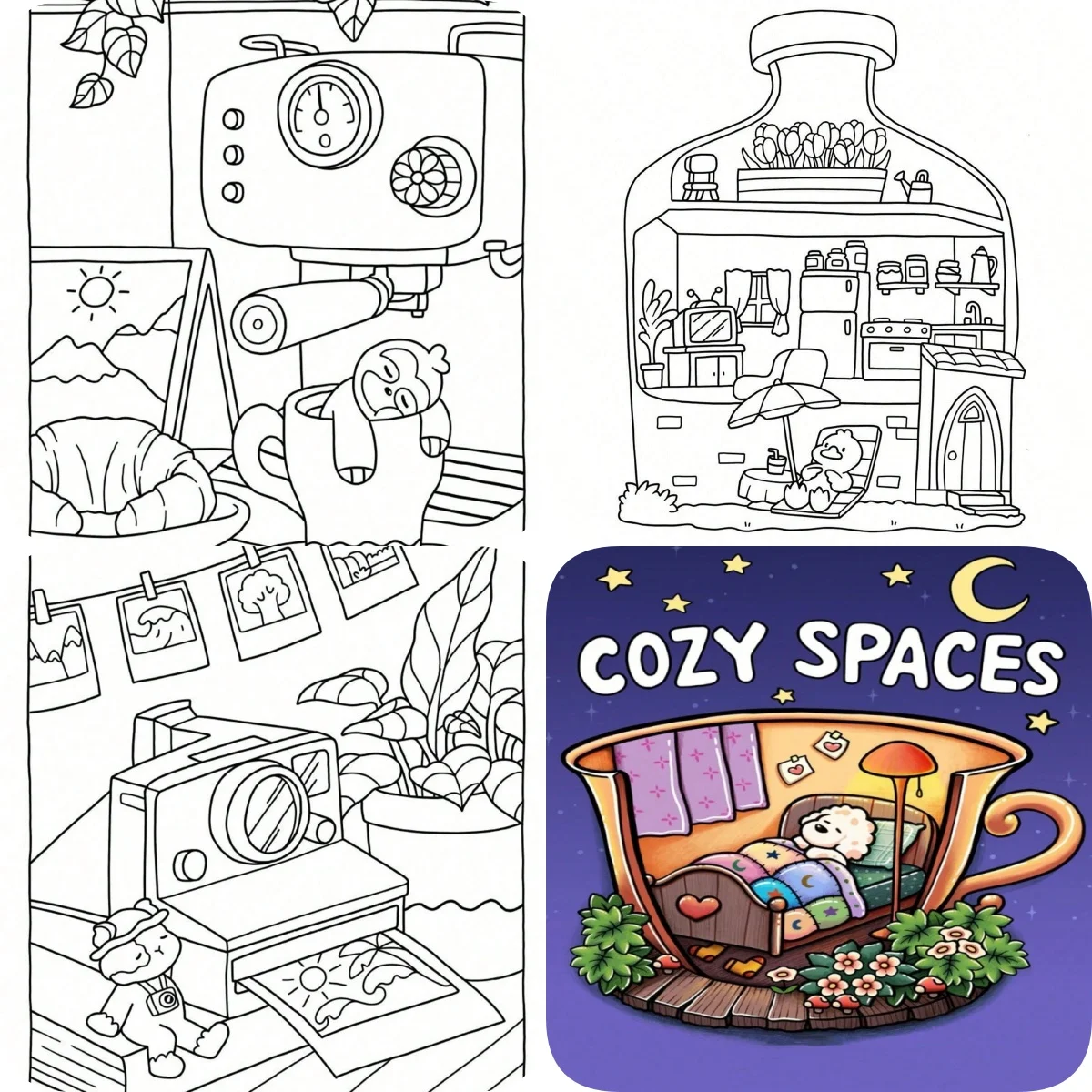 Libros para colorear de cuentos esponjosos, escenas caprichosas, fácil colorear, para padres en casa, bricolaje infantil, relajarse, desenwind, aumentar la creatividad