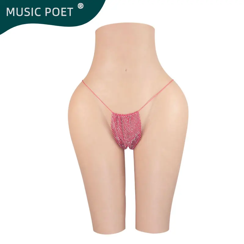 MUSIC POET Silicone Realistic Vagina Pants Crossdresser Pussy Transgender Artificial Sex Fake Enhancer Hip Lift 2.6CM 5CM