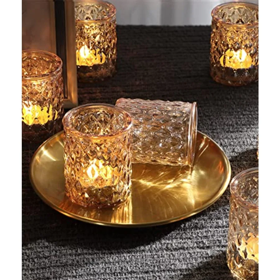 

36 Pcs Gold Votive Candle Holders, Tealight Candle Holder Glass for Table Centerpieces, Gold Candle Holders for Wedding Decor,