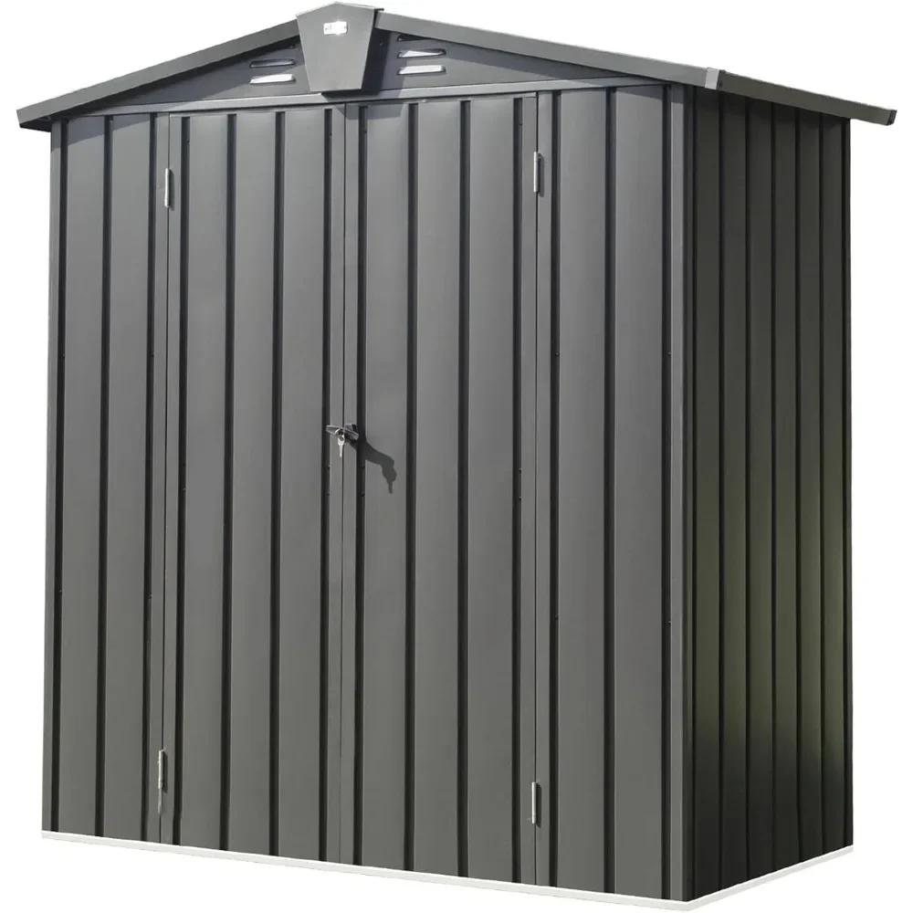 

Outdoor Storage Shed 5.7x3 FT,Metal Outside Sheds&Outdoor Storage Galvanized Steel,Tool Shed with for Garden(5.7x3ft, Black)