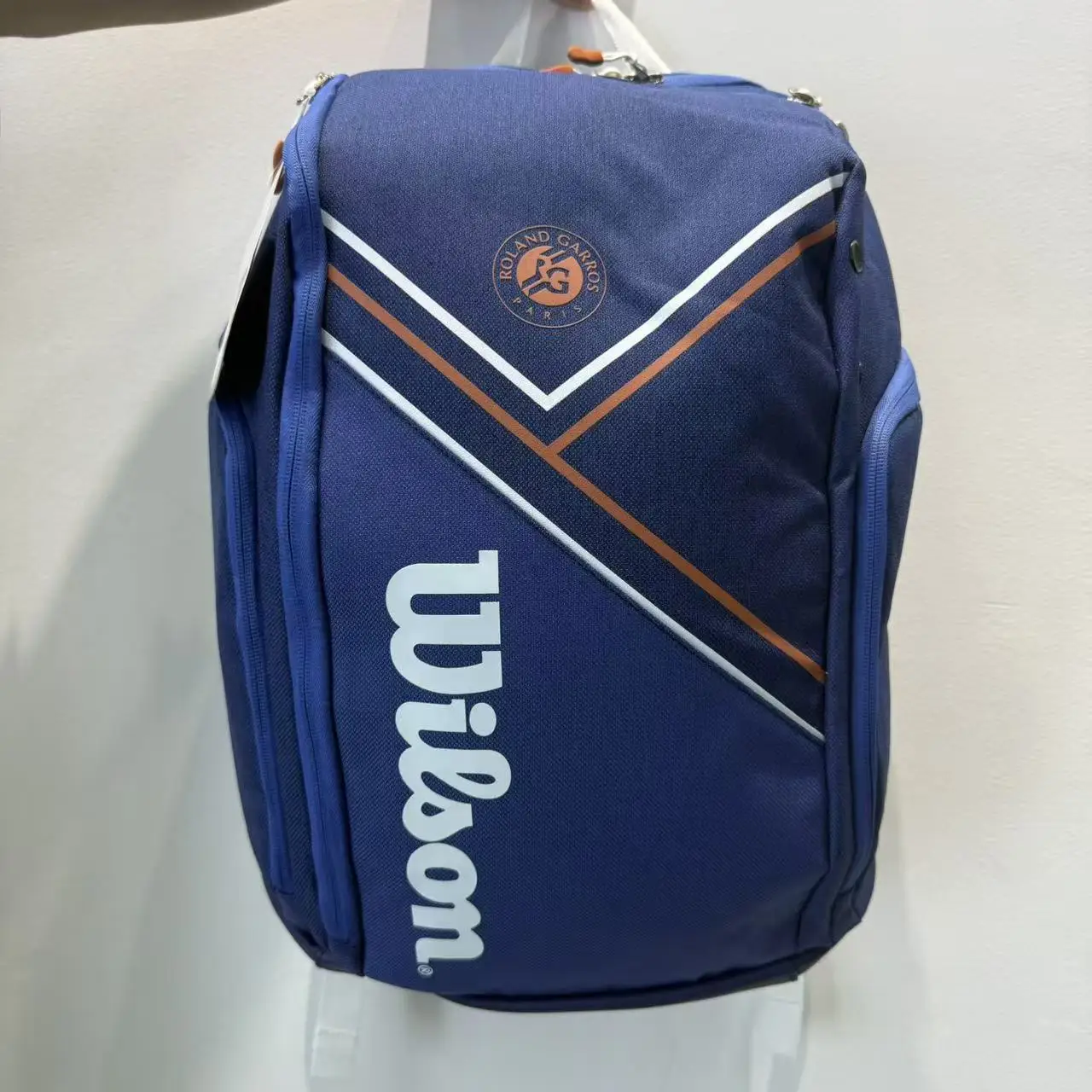Wilson Super Tour Tennis Backpack RG France Open Sport Navy Blue Tennis Bag Hold 2 Racquet with Thermoguard Pocket  WR8018301001