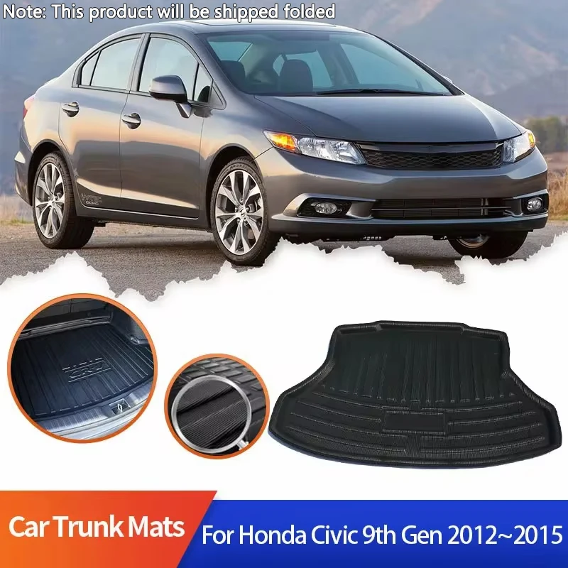 

Коврики в багажник автомобиля для Honda Civic 9-го поколения FB FG 2012 2013 2014 2015, ковер для хранения, водонепроницаемый лоток, защита от грязи, аксессуары