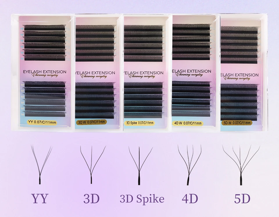 NEU Braune 3D Fairy Wimpernverlängerung, Braune 4D W-förmige Wimpern, Vorgefertigte Fächerwimpern, 5D Kleeblatt-Wimpern, Handgewebte 3D Spike Kleeblatt-Wimpern – Detail 21