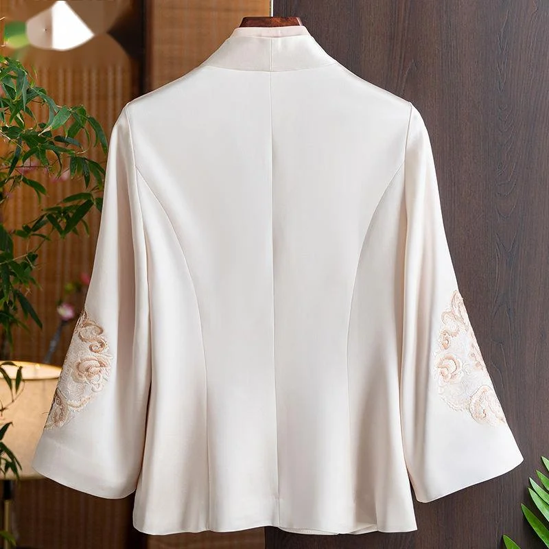 Women Chinese Traditional Coat Vintage Embroidery Performance Chiffon National Shirt Clothing Top Spring And Summer New