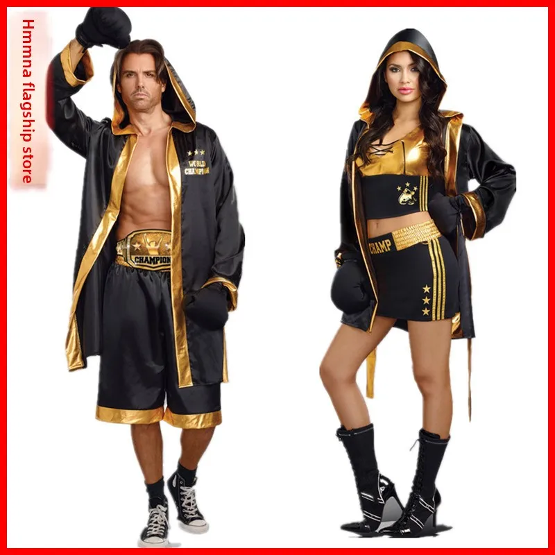 

Couple's Boxing Cosplay Costume Set loween Strong Fighter Martial Arts Women's Men's Outfit Polyester Spandex