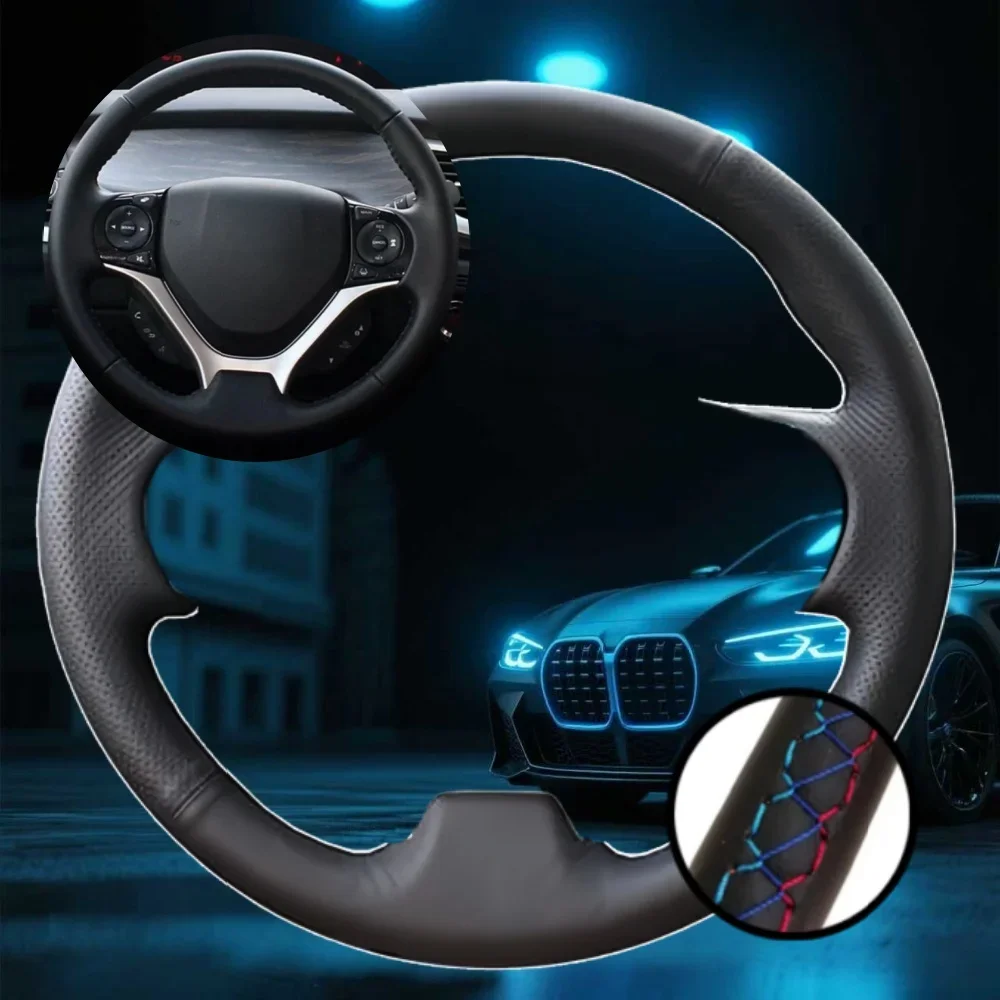 Maßgeschneiderte Auto-Lenkrad-Flechtabdeckung für Honda Civic Civic 9 2012 2013–2015, Autozubehör, handgenähte Lenkfolie