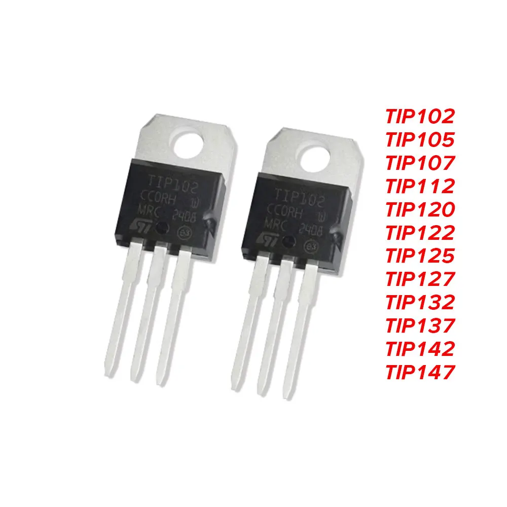 10PCS TIP102 TIP105 TIP107 TIP112 TIP117 TIP120 TIP122 TIP125 TIP127 TIP132 TIP137 TIP142 TIP147 TO-220 TO220
