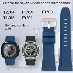 High tensile silicone strap 26mm for Seven Friday T series T1 T2 T3 silicone watch with black 26mm blue accessory bracelet