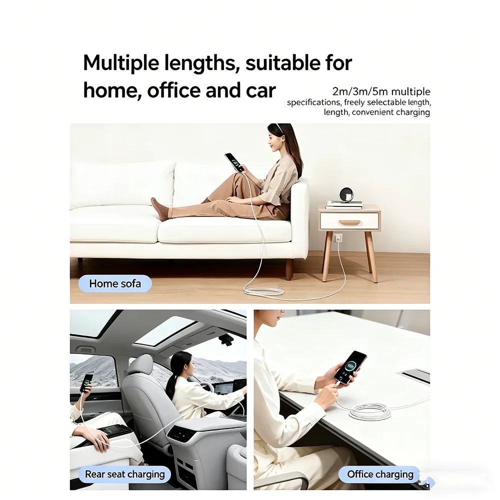 Kabel USB Typ C do Typ C 100W Super Charger do szybkiego ładowania Huawei P50 P40 P30 Mate 9 10 Pro Nova 6 5 4 6A, kompatybilny z Samsung Xiaomi — zdjęcie produktu 4