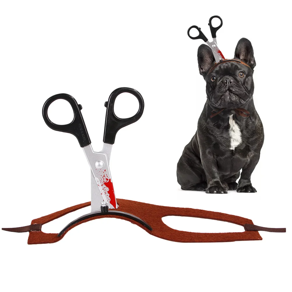 

Pet Cosplay Hat Soft Cloth Material Artificial Scissors Design Halloween Dog Puppy Cosplay Prop Size S Perfect Party Photo