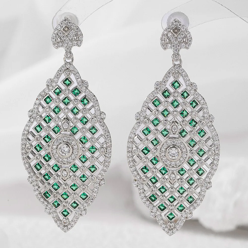 Missvikki New Luxury Romantic Big Drop Earrings Shiny Cubic Zircon Fashion Earrings For Women Bridal Wedding Party Accessories