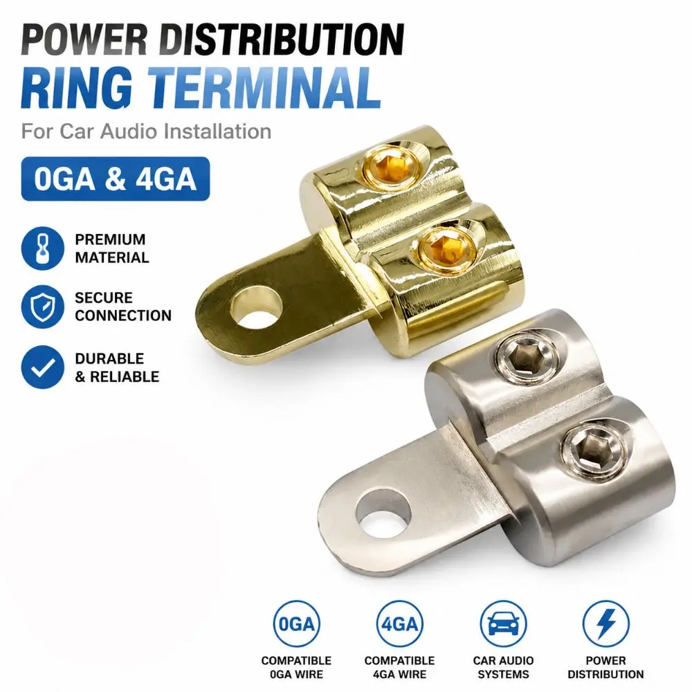 Durable O-Type Car Audio Connector 0GA 4GA Brass Amp Input Reducer Car Audio Terminal Connectors