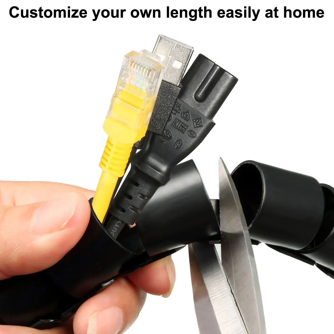PE Polyethylene Spiral Wire Cord Wrap Tubing, Flexible Cable Organizer, Cord Protector Storage Pipe for Computer Wire Management