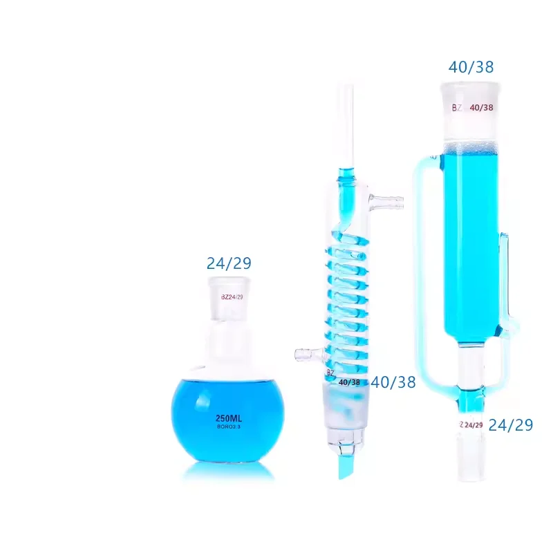 150ml/250ml/500ml/1000ML/2000ML  laboratory glass soxhlet extractor condenser and extractor body, laboratory glassware set