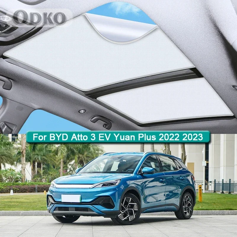 Roof Sunshade For BYD Atto 3 EV Yuan Plus 2022 2023 Car Electrostatic Adsorption Sunroof Sunshade Skylight Blind Shading Sticker