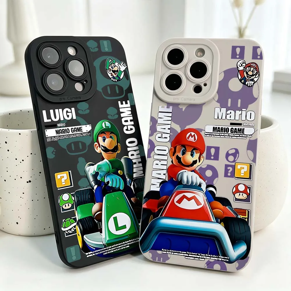 

Art Cars M-Mario Silicone Case For iPhone 17 16 15 14 13 12 11 Pro Max Plus XS XR Mini Soft Phone Case Cover