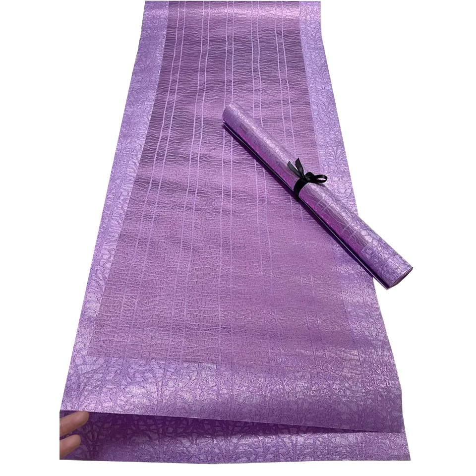 Lilac Swiss Premium Jacob Hay Original Ipele & Gele Set 2Pcs, Damask Brocade Sego Headtie, African Head Wrap & Waist Scarf TX-9