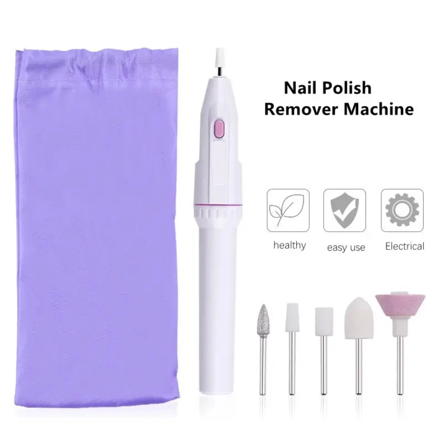 Perceuse électrique portable 5 en 1 pour manucure, dépoussiéreur pour ongles, dissolvant de vernis