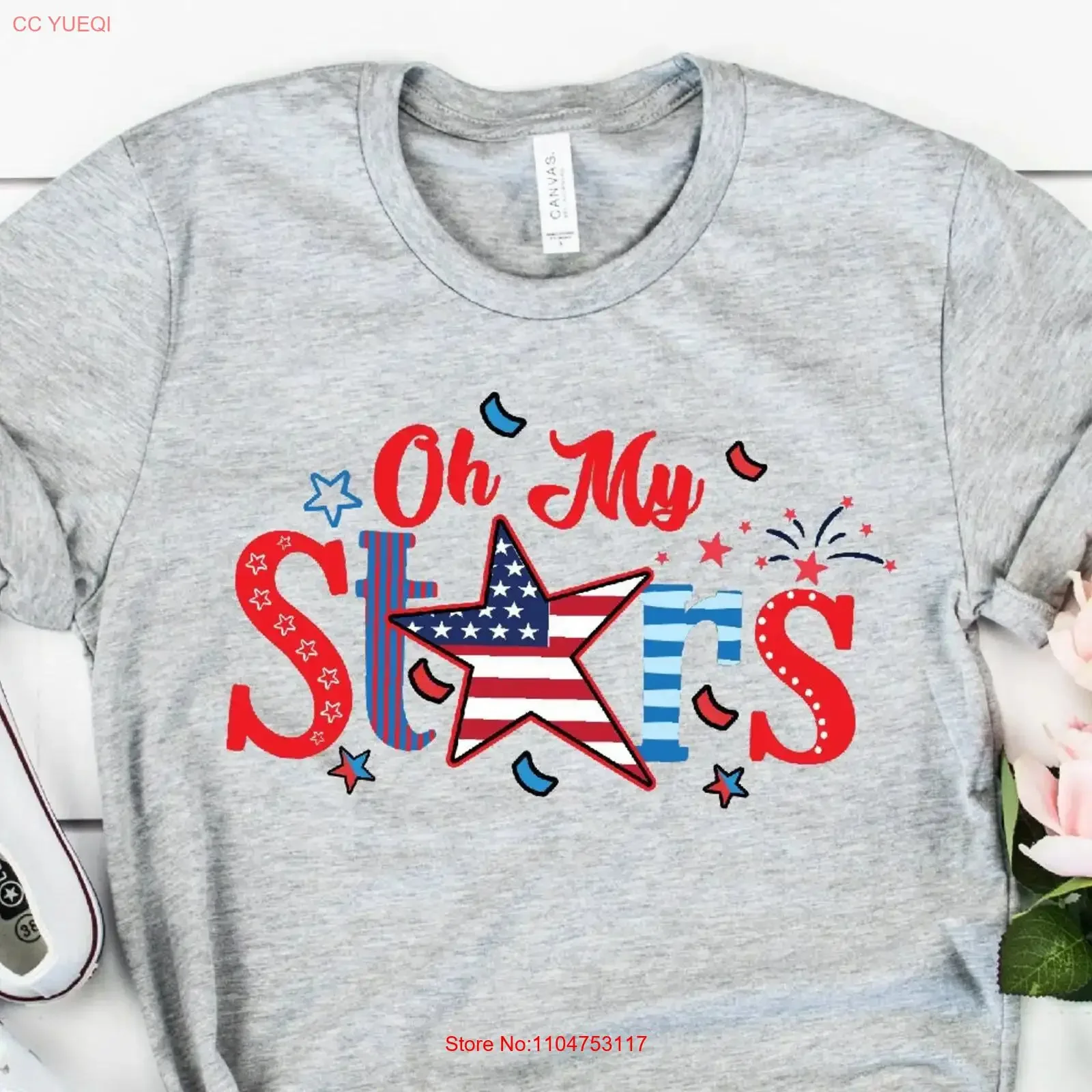 Oh My Stars T Shirt 4th of July Patriotic Merica and Stripes USA Flag American Independence Day vintage Washed fashion graphic