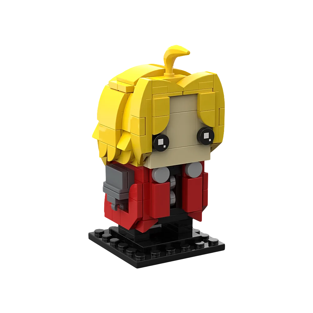 Moc Fullmetal Alchemist Edward "ed" Elric Brick headz Baustein Anime Charakter Puppe DIY Ziegel Spielzeug Kinder Weihnachts geschenk