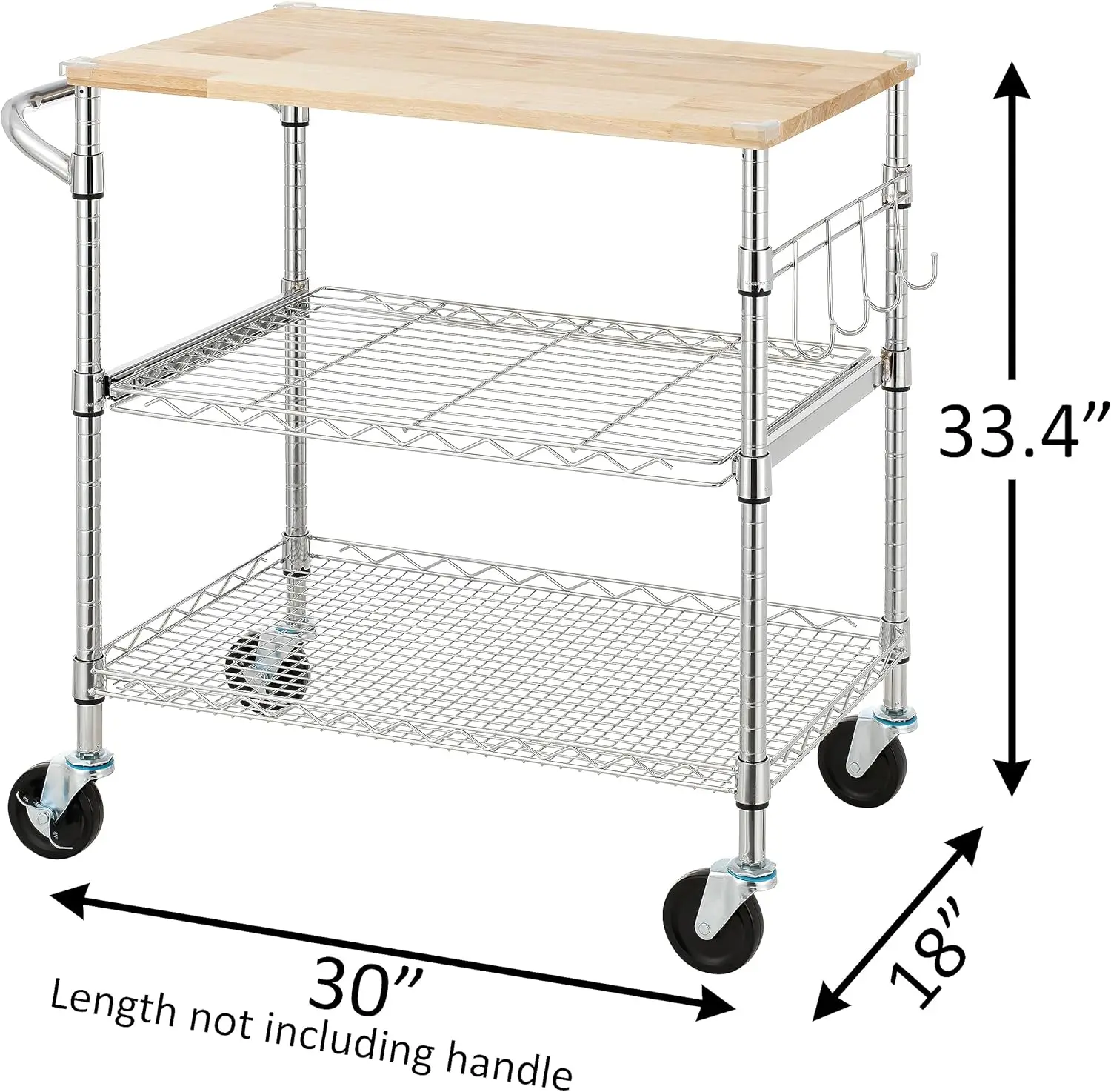 3-Tier Rolling Kitchen Cart with 18