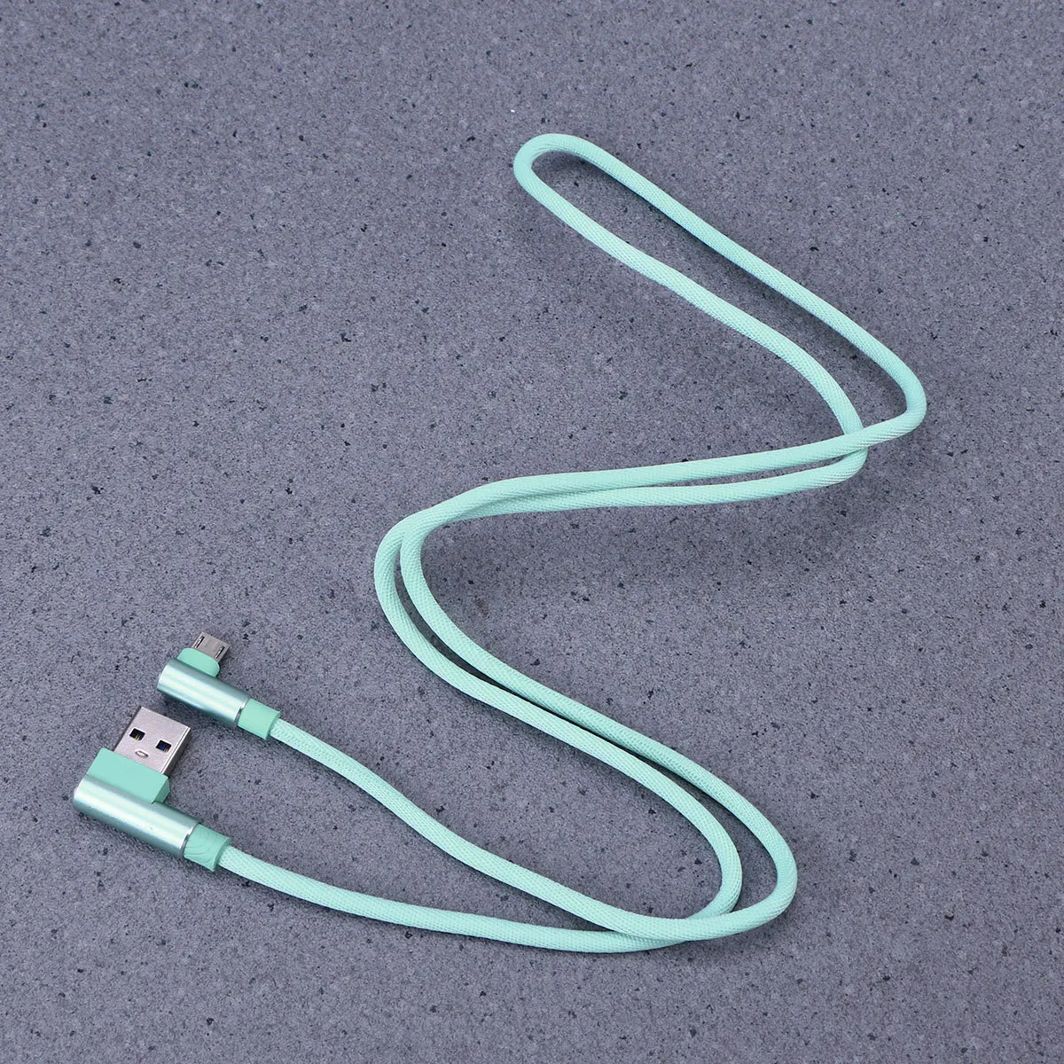 

1m Durable Braided Micro USB Cable USB 2.4a Right Angle Data Charging Cord Fast Charge Sync for Phone Green