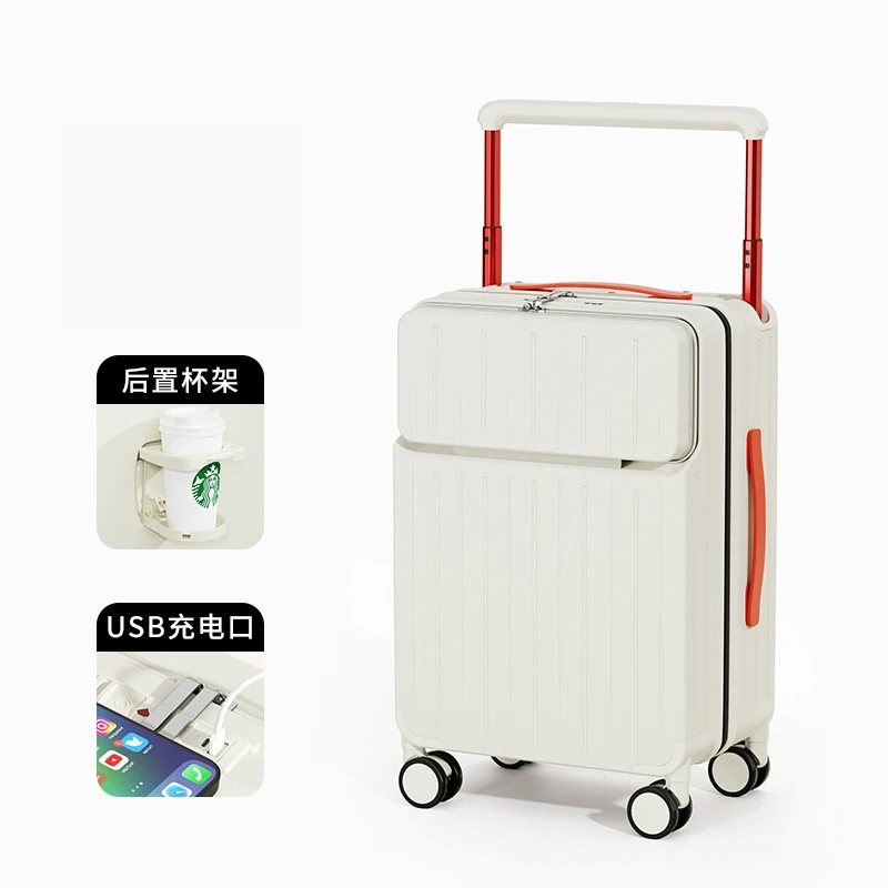 Carry on Travel Luggage,Front Opening Laptop Boarding Suitcase,Large Size Travel Bag Trolley Case Rolling Suitcase For Women Men