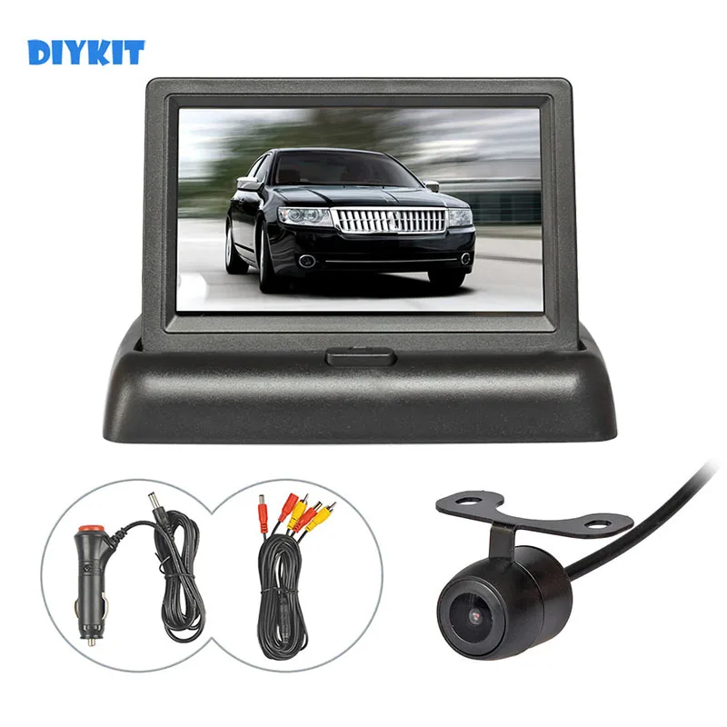 

DIYKIT Wired 4.3inch Foldable Rear View Monitor Car Monitor Reversing Camera Car Camera Kit Back Up Parking Accessories