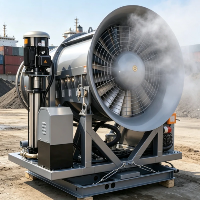 100m Fixed Stainless Steel Body Fog Cannon Full Automatic Rotate Bulk Cargo Port Dust Control Machine