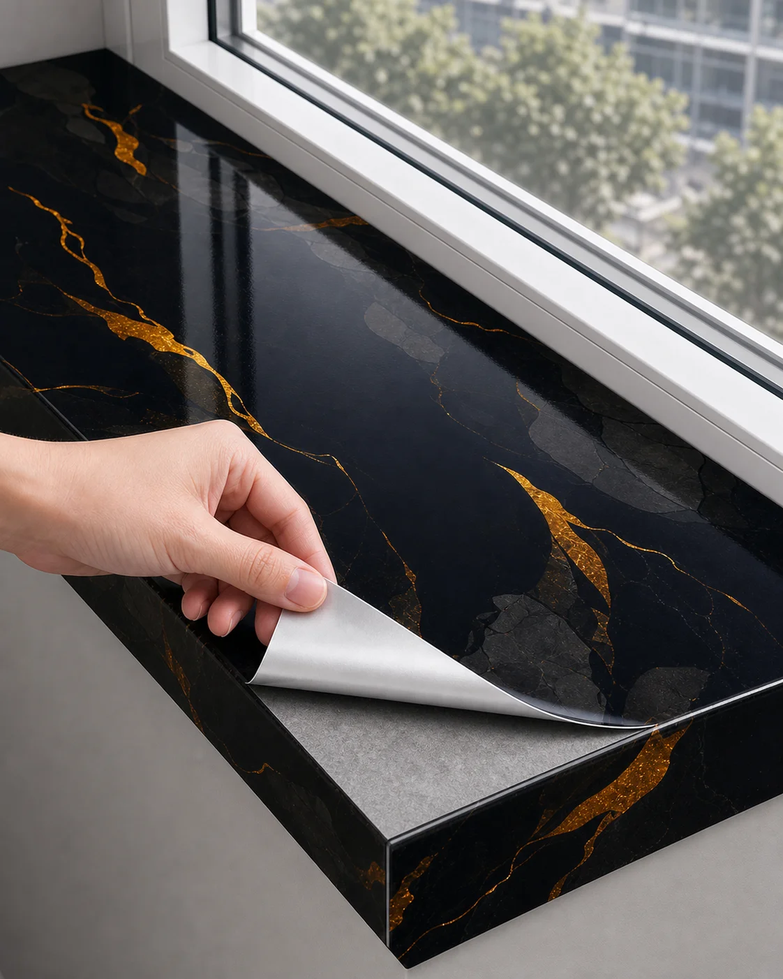 Marble-Textured Oil-Proof Wall Stickers Self-Adhesive PVC Wallpaper Kitchen Countertop And Stove Splash-Proof Stickers.