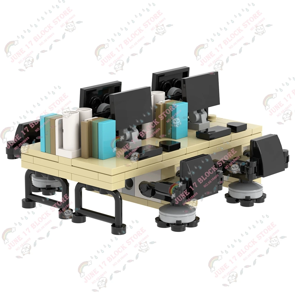 MOC City Series مكتب منزلي متوافق مع طاولات الألعاب بنة صديق هدية ألعاب تعليمية للأطفال الكبار تجميعها الطوب