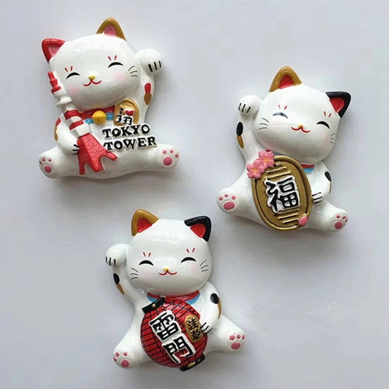 Thunder Gate Tokyo Tower Lucky Cat Resin 3D Fridge Magnets Japan Tourism Souvenirs Refrigerator Magnetic Stickers Home Decor