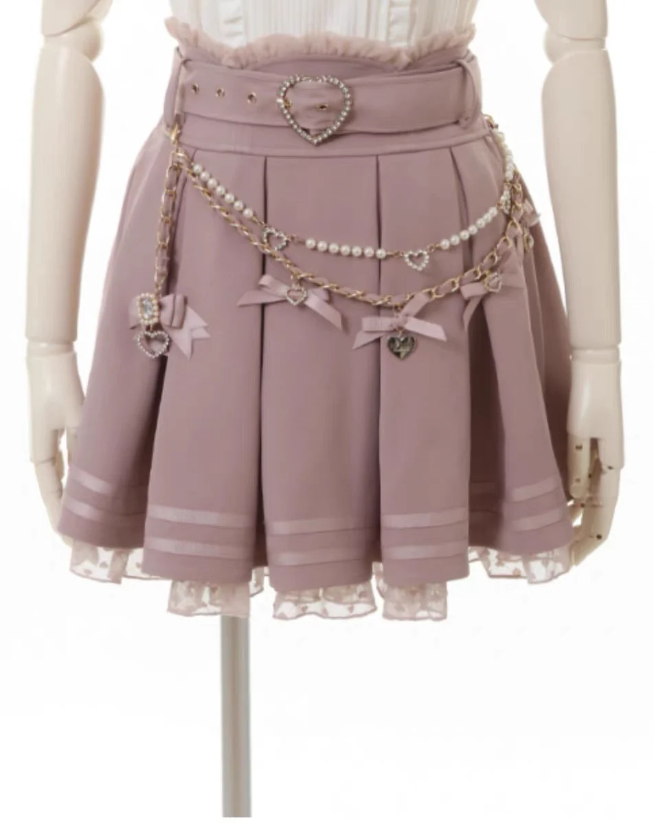 

Gentle Bow Chain Slim All-match Women Skirt Lovely Lace Patchwork Casual Mujer Falda Japan Minority Preppy Personalized Skirts