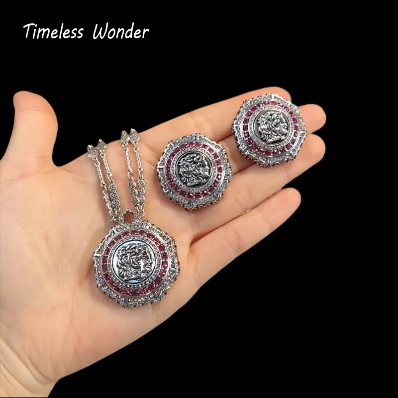 

Timeless Wonder Fancy Zircon Geo Coin Chains Necklace Button Earrings Women Designer Jewelry Set Sweet Top Rare Classy 4612