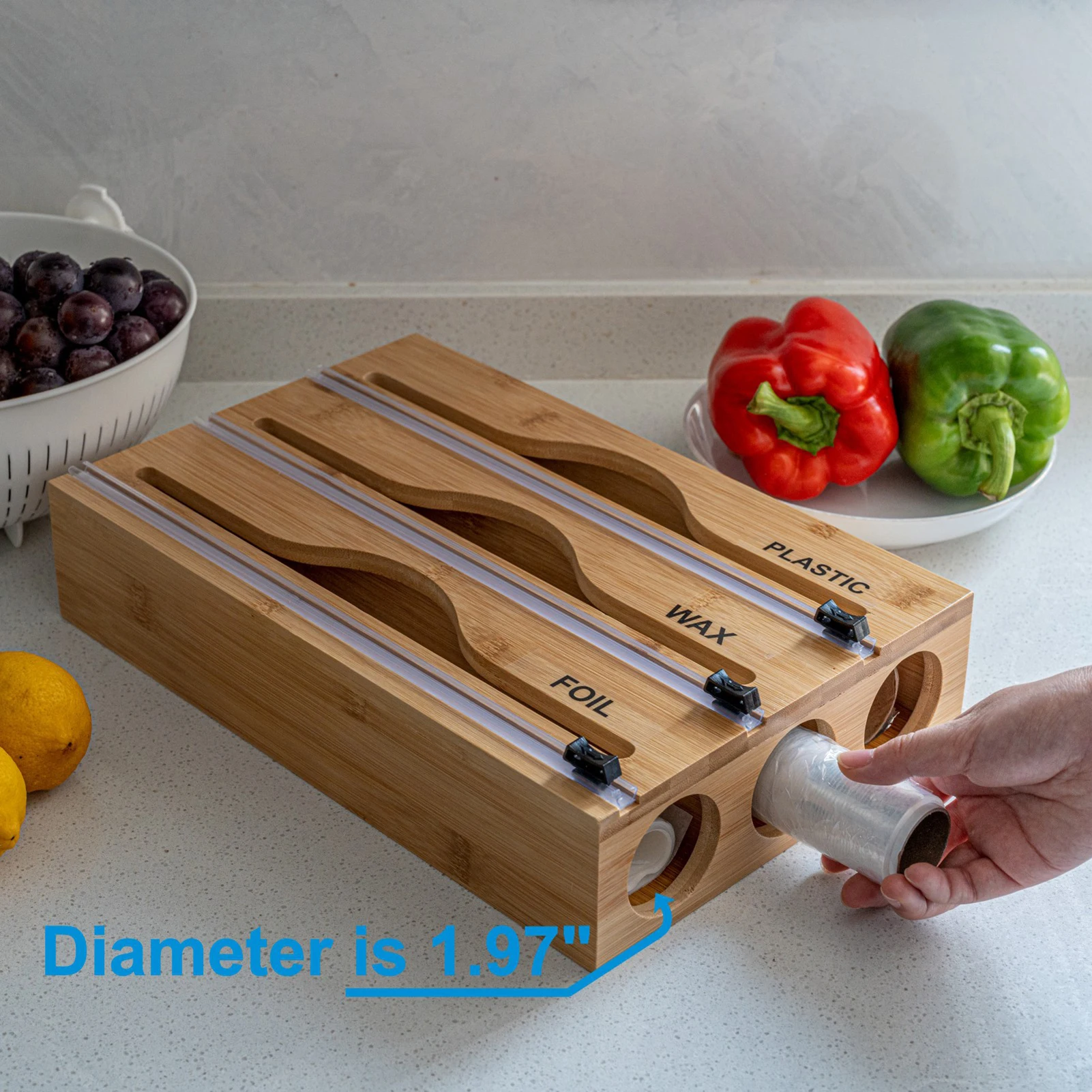 Cling Film Cutter Minimalist Wall Mounted Wooden Kitchenware Multi Compartment Multi Layer Hidden Scratchers Two Way Cutter