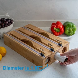 Cling Film Cutter Minimalist Wall Mounted Wooden Kitchenware Multi Compartment Multi Layer Hidden Scratchers Two Way Cutter