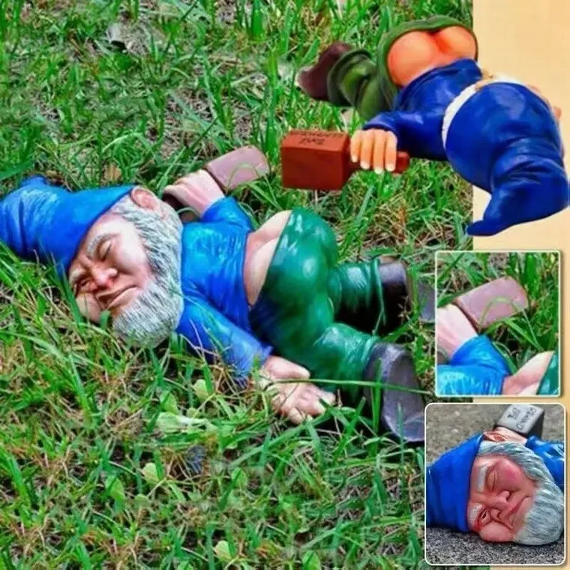 

Funny Gnome Ornaments Rude Drunken Disorderly Statue Figurine Resin Figurines Creative Dwarf Drunk Garden Gnome Patio Ornament