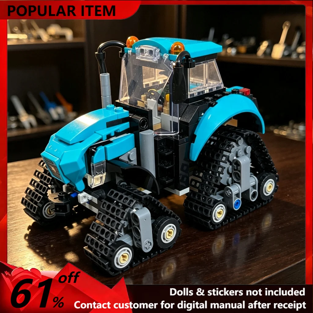 382PCS MOC Agricultural Tracked Tractor Farm Work Machinery Simulation Display Model Building Blocks DIY Assembly Gifts Adults
