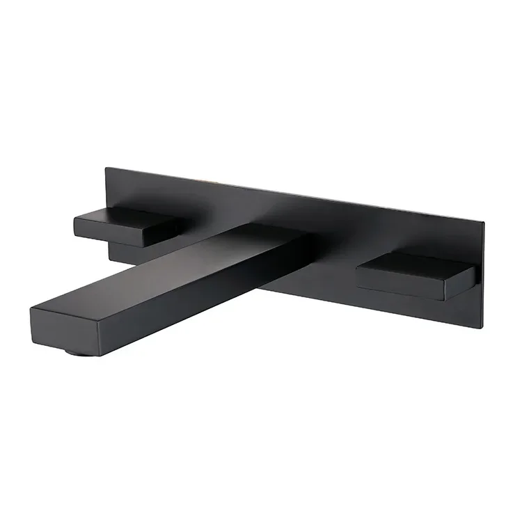 

All-copper double handle concealed basin faucet bathroom, wash basin into the wall, hot and cold faucet