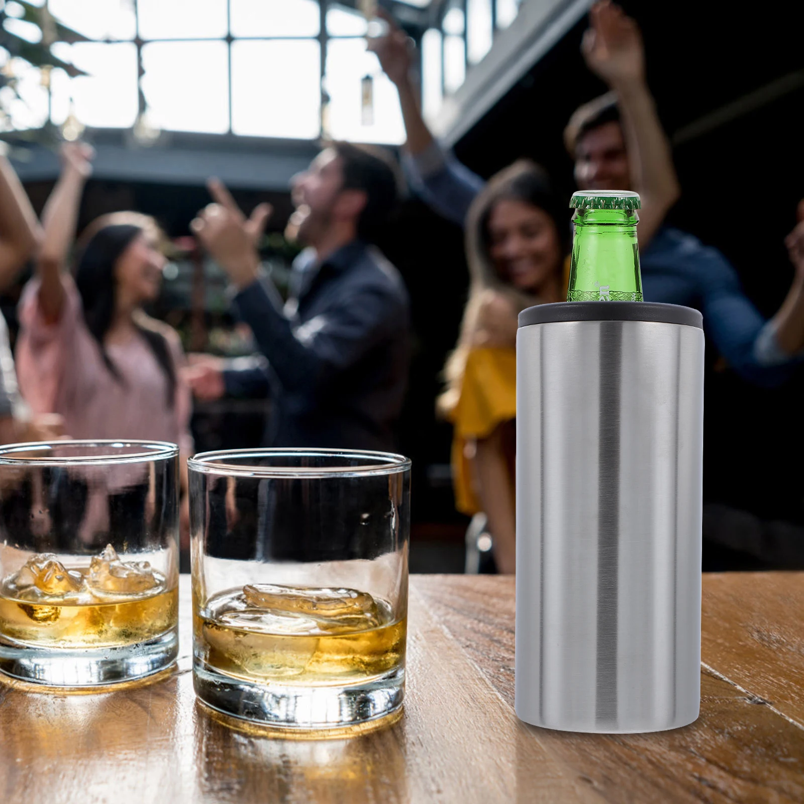 

1pc Stainless Steel Beer Bottle Cover Portable Insulated Mug For Travel Hiking Camping Cold Cup Holder Practical