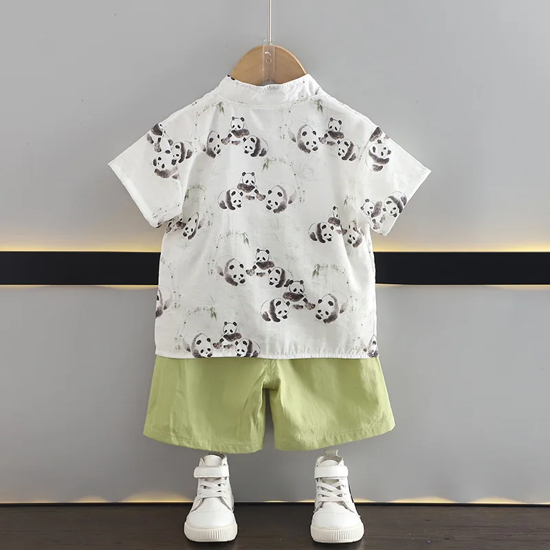 Boys' Chinese Style Hanfu Short Sleeved Set 2024 Summer New Children's Western Handsome Ancient Traditional Chinese Garments