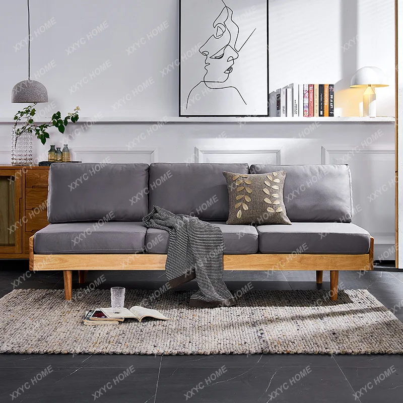 LX modern simple small apartment fabric Internet celebrity solid wood sofa sectional sofa