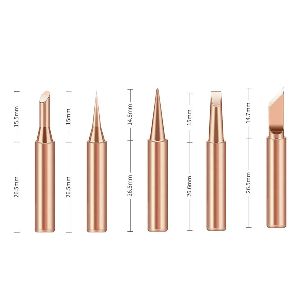 5pcs Soldering Iron Tip I+B+K+3C+2.4D Electric Soldering Iron Head Copper Welding Head For Soldering Station Welding Equipment