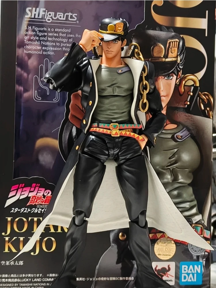 Bandai Genuine Shf Jojos Bizarre Adventure Action Figure Anime Collectible Model Jonathan Joestar Kujo Jotaro Figurine Model Toy